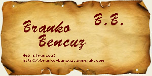Branko Bencuz vizit kartica